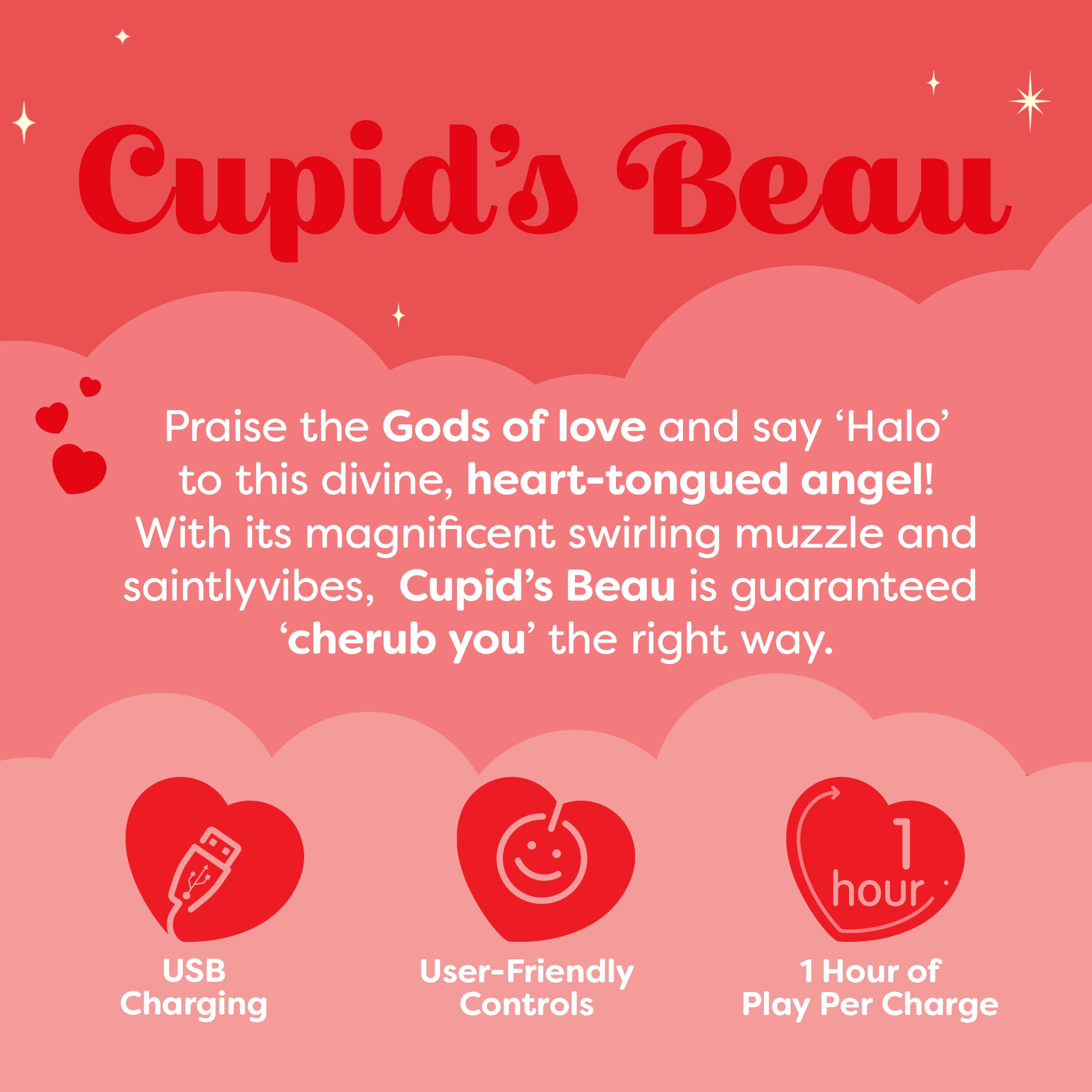 Unihorn Cupid's Beau™ Clitoral Vibrator | Heart Nosed Tongue Stimulator